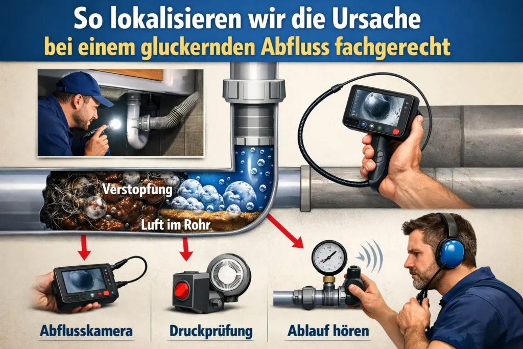 So lokalisieren wir die Ursache bei einem gluckernden Abfluss fachgerecht