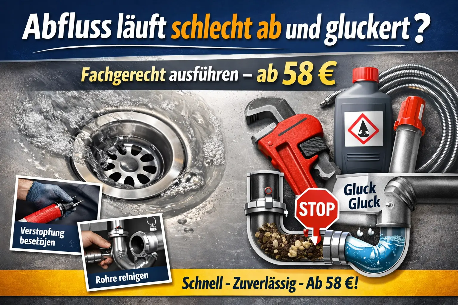 abfluss läuft schlecht ab und gluckert